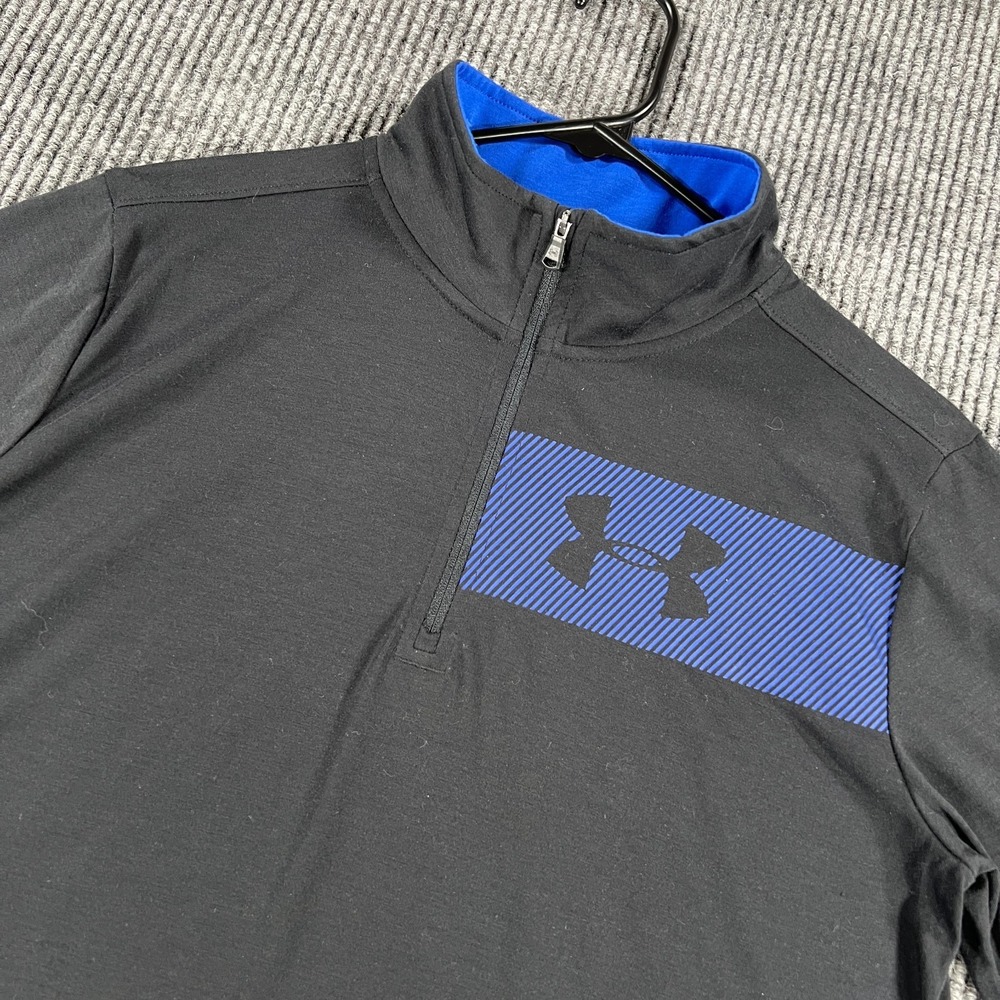 Under Armour Pullover Shirt Boys XL Extra Large Black Long Sleeve 1/4 Zip Heat